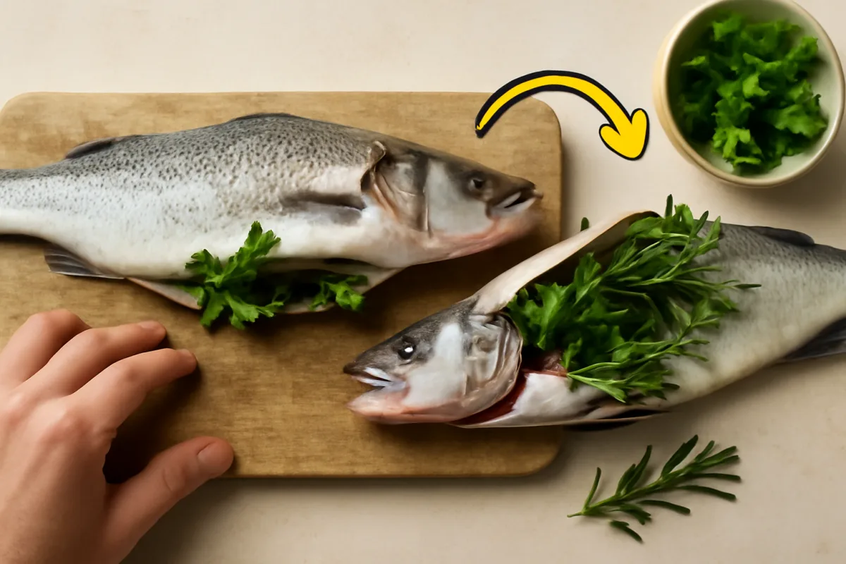 Branzino ripieno con erbette aromatiche: l’errore comune quando si farcisce il pesce