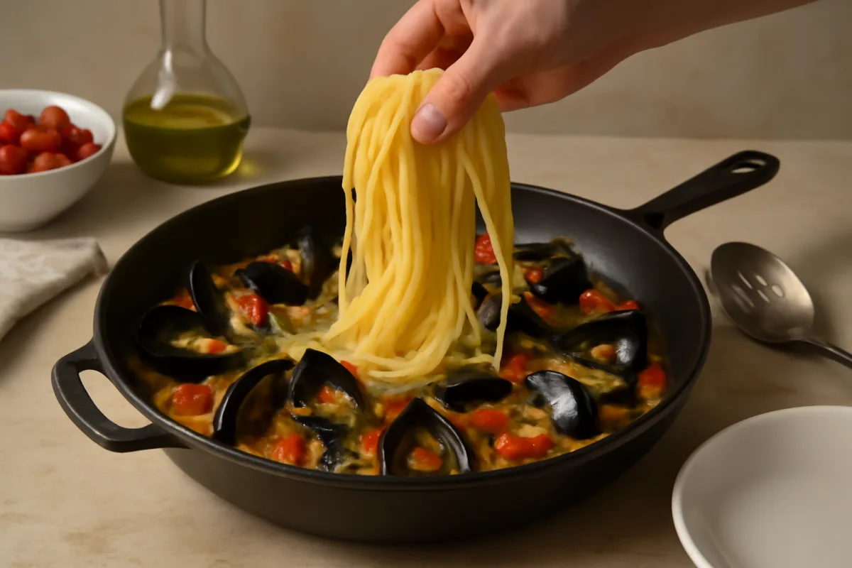 Spaghetti alle cozze e pomodorini: quando aggiungere la pasta per farla insaporire